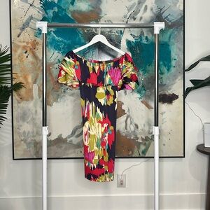 Multicolor off shoulder dress size 8